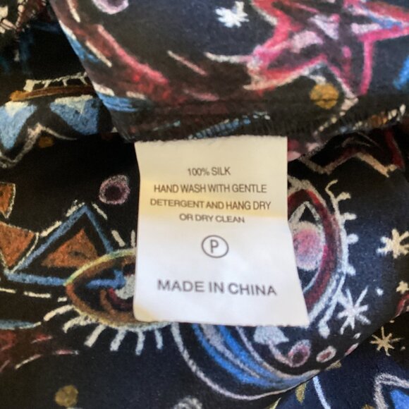 Marie Oliver Black Silk Top Size XS Xsmall Lennon Blouse Mystic Art Abstract Ruf - Picture 9 of 9